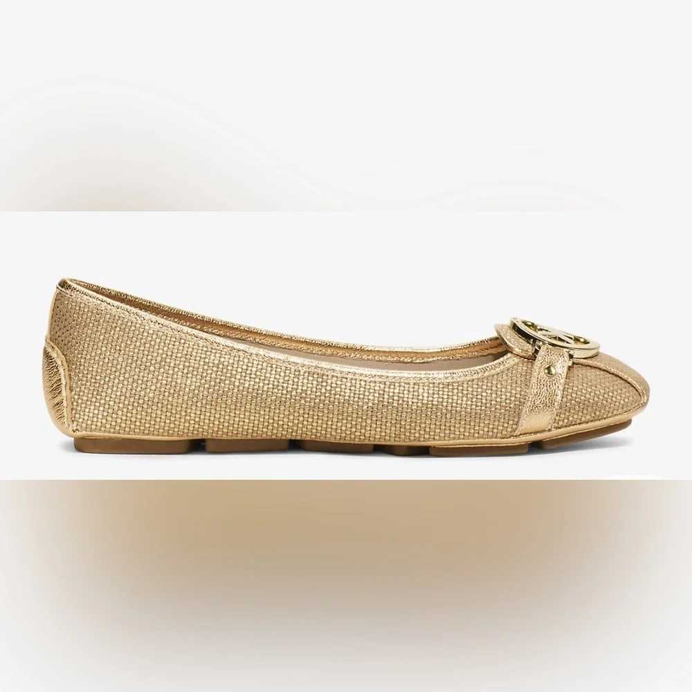 MICHAEL MICHAEL KORS Fulton Metallic Canvas & Leather Moccasin / Ballet flat.  7 - Picture 3 of 13
